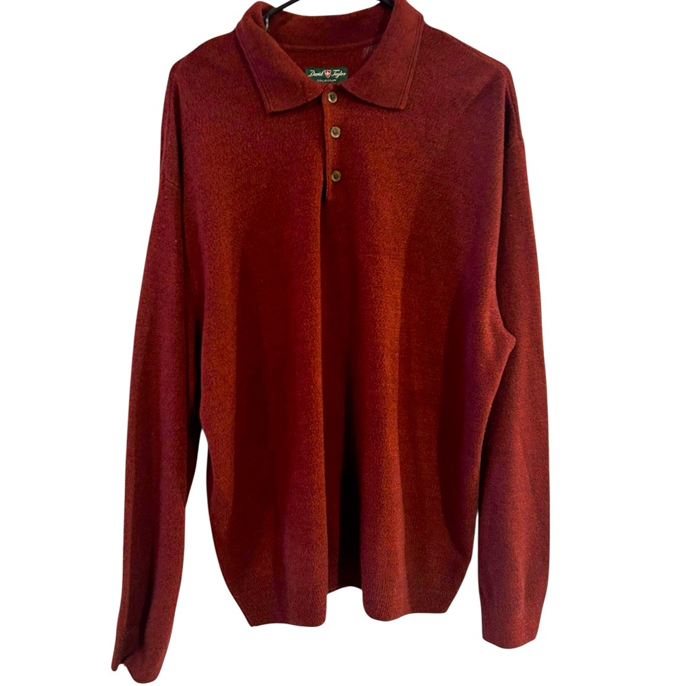 Vintage David Taylor Men’s XL‎ Maroon Polo Sweater | Soft Knit Preppy Classic